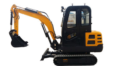 Yellow Mini Rubber Track Excavator Compact Crawler Digger With Cabin