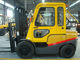 Free Lifting 3T Diesel Forklift With Cab Two Stage Three Stage Mast Yellow